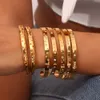 Bangle 18K Gold Plated Waterproof Tarnish Free Crystal Zircon Pave Shiny Star Moon Cuff Bangles Bracelets For Woman Wrist 230816