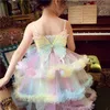 Kız Elbiseleri Kızlar Elbise Yaz Yeni Şık ve Şık Kelebek Kanatları Mesh Elbise Prenses Elbise Performans Dress Trendi