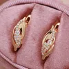 Dangle Earrings 585 Rose Gold Main White Zircon Clip Heart & Arrow Stone Cut Compact Crystal Fashion Party Jewelry Russia