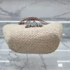 Strohdesignerinnen Frauen Bag Umhängetaschen Handtaschen einfache Stricken Häkelsticke Offenes Freizeit -Innenraum Innenraum zwei dünne Gurte Leder Blumenmodische Purne