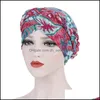 Beanie/Skull Caps Bohemia Print Muslim Turban Scarf For Women Islamic Inner Hijab Arab Wrap Head Scarves Femme Musman Turbante Mujer D Dh7Ku