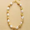 Choker Classy Turquoises Woman Gold Miltated Charm Baroque Pearl Elegant Chunky Collar Luxury Necklaces Wedding Party Jewelry