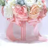 Bröllopsblommor Bruden Holding Silk Flower Artificial Service Bridal Bouquet Bridesmaid