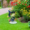 Garden Decorations Frog Decor Outdoor Figurines 3D Resin Riding On Broom Statue Animal Statues For Balcony Yard Patio