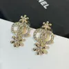 Bijoux en or de luxe en diamant Charme d'oreilles Designer pour les femmes d'oreilles de pote de goujons fleur bling balbage oreilles cercles d'oreille juive 238161c