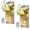 Wall Lamp Mason Jar SCONCES MET LED Fairy Lights Flowers Bruiloft Kerstmis Decoratie Night Home Cafe Bar Decor Lampen