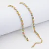 Colorful Enamel Stainless Steel Chain Necklace Bracelets Jewelry Set Women Real Gold Plated Gift