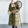 Women's Down Parkas Mid Length Knee Check Full Matching Jacket Women's New Hoodie Solid Color Unique Warm White Duck Down Jacket Z230817