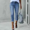 Активные брюки женщины капри джинсы эластичная джинсовая джинсовая джинсовая джинсы