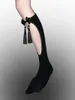 Women Socks Design Buckle Tassel Chinese Style Dark Trendy Women's Summer Knee-High Striped Hole Digging