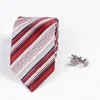 Bow Ties Luxury Men's Silk Tie and Pocket Square Cuff Links Bourgogne Set Present Box Wedding Groomsmen Business for Suits