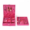 Jewelry Pouches Can Choose Styles And Color Wooden Velvet With Lock Double Jewelery Storage Earring Ring Box