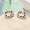 Süße Ohrringe Top -Qualität Frau Luxusdesigner Ohrring Kristall Strass Doppelbrief Schmuck Frauen Diamant Hochzeitsgeschenke