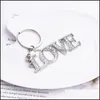 Keychains Lanyards Romantic Diamond Letter Keychain Pendant Metal Love Keyring Par Key Chain Creative Accessories Gifts 1252 Q2 D DHBEE