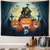 Tapestries 6 sizes Halloween Castle Scary Pumpkin Bat Grave Skeleton Witch Printed Tapestry Home Living Room Bedroom Wall Decoration 230816