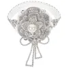 Dekorativa blommor brudgummen boutonniere handledsblomma prom corsage armband 8x5.5x2cm silver strass bröllop brud