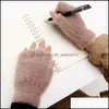 Fingerless Gloves Fashion Lady Glove Pure Color Autumn Winter Stay Warm Half Finger Mitt Thickening Anti Cold Womens Expose Fingers 7 Dhdks