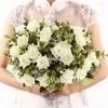 Decoratieve bloemen Silk Hydrangea Kunstmatige bloem Wit Wedding Small Bouquet Home Kerstmis DIY Decoratie Fall