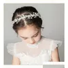 Headpieces Elegant Sier Flower Crystal Pearl Hair Ornaments Prom Party Women Accessories Bridal Headwear Drop Delivery Events Dhena