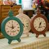 Relojes de mesa europeos retro nostálgico adornos de reloj de madera artesanías de madera decoración del hogar podto de escritorio vintage