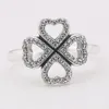 Cluster Rings Lucky Clover Flower Letals Ring для женщин подлинные S925 Серебряная серебряная леди ювелирные ювелирные изделия подарка