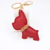 Hondenauto sleutel ketens gesp puppy bulldog hanger sleutelhangers ringen houder pu lederen dier charmes cartoon heren sieraden accessoires mode dames tassen sleutels