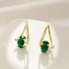 Серьги обручи Emerald Zircon French Light Luxury Nice Design Геометрическая сеть красная личность Женские украшения мужественное