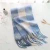 Scarves Women Plaid Scarf Winter Pashmina Shawls Cashmere Thick Wraps Lady Tassel Warm Scarves Rainbow Hairy Bufanda 230815