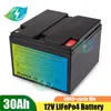 Batteria di alta qualità 12,8 V 12V 30A AH LifePO4 BMS incorporata BMS per auto a luci luminose inverter da campeggio all'aperto+caricatore da 14,6 V 5A