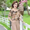 Women's Tracksuits Mom Summer Dress 2023 Noble Temperament Small Shirt Suit 40-Year-Old Wife Age-Reducing Short-Sleeved Two-Piece W