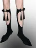 Women Socks Design Buckle Tassel Chinese Style Dark Trendy Women's Summer Knee-High Striped Hole Digging