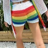 Women's Tracksuits 2023 Beach Striped Print Knitted Top Bikini Set Womens Cover Up Tassel Matching Shorts Y2K Style Suit