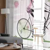 Cortina de bicicleta menina flores tule cortinas para sala estar quarto transparente design moderno impresso cortinas transparentes