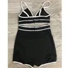 Women's Tracksuits Women Padded Sports Bra Set Sexy Black And White Gym Clothes Sport Suits High Waist Running Suit Fitness Workout Outfit