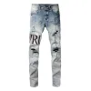 Purple Designer Jeans Men Letter Logo Logo biały czarny rockowy odrodzenie spusty motocyklowe spodnie Man Pant Broken Hole Hafdery Rozmiar 28-40 Jakość Top 877949913