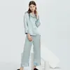 Frauen -Nachtwäsche -Designer 22mm Mulberry Seiden -Pyjamas Set Frauen Frühling lang Ärmel Paties Solid Color Nightwear Luxus bequem