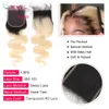 Spetsspår Berryshair Body Wave 5x5 HD Stängning T1B 613 Färg 4x4 Transparent Preplunked Obearbetad 10 22inch 230815