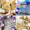 Other Event Party Supplies 18Pcs Set Gold Shimmer Wall Sequin Backdrop Wedding Baby Shower Background Decorations Square Stand 230815