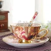 Mugs European Royal Bone China Coffee Set Luxury Porcelain Tea Ceramic Cups with Saucer Spoon Drinkware Coffeeware 230815