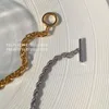 Chains Two Tones Splicing Chain Necklace Stainless Steel Ot Clasp Rope For Women Minimalist Simple Non Tarnish Jewelry