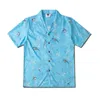 Mäns casual skjortor sommartrend lapel djur kort ärmskjorta för män retro blus blå hawaiian camisa maskulina eu storlek