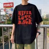 Moletons masculinos hever olha para trás slogan camiseta coreana versão coreana letra impressão de moda de moda superdimensionadas tees casuais mangas curtas camisetas