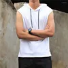 Men's T Shirts Summer V-neck Tight Vest Sports Tank Top Hoodie Sleeveless T-shirt Cut Shoulder