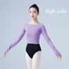 Stage Wear Women Ballet Top Boat Neck Sweater Gray Dance Crop Tops Coat Knitted Long Sleeve Costumes Autumn Winter