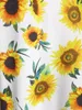 Casual Dresses Derssfo Women Dress Plus Size Sunflower High Maisted Mock Button Criss Cross A Line Mini Garden Party 2023