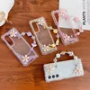 FOLD5 Flower Bling Pearls Cases voor Samsung Galaxy Z vouw 5 4 3 zfold4 zfold5 vouw4 luxe helder vouwen harde acryl pc tpu schokdichte hoes met pols chian riem