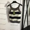 Fashion Stripe T Shirt Summer Sleeveless Tees Womens Designer Tops Ladies Sling Knit Shirts Luxury Slim Tops Clothing