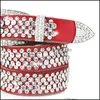 Riemen Clogodile echte lederen riem voor vrouw vrouwelijke mode luxe ontwerper Sparkling FL diamanten zirkon 110 cm 3,6 ft pin buckle 91 dheed