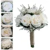 Dekoratif Çiçekler 1 adet Simülasyon Gül Buket Düğün Çiçek Süs Partisi Po Prop (Beyaz)
