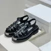Olys Leopard-tryckt Studded Gladiator Chunky Sandals Justerbar spänne Ankel-rem Sandal Vegetal Flats Shoes Platform Lyxiga designers Slides Factory Factorwear